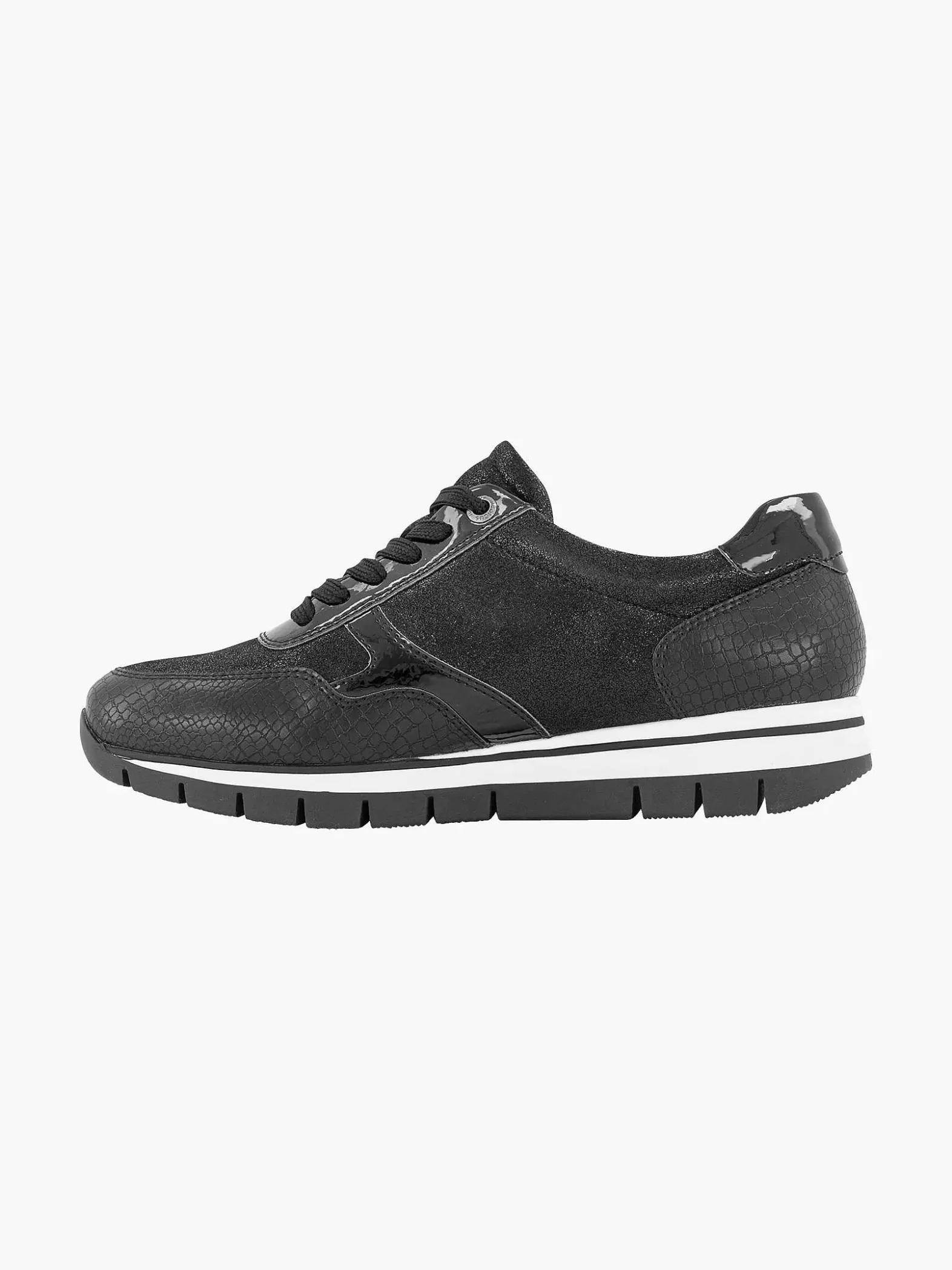 Medicus Zwarte Leren Comfort Sneaker Croco-Dames Comfort Schoenen