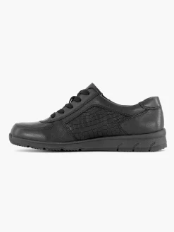 Medicus Zwarte Leren Comfort Sneaker-Dames Comfort Schoenen