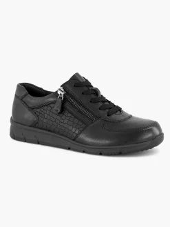 Medicus Zwarte Leren Comfort Sneaker-Dames Comfort Schoenen