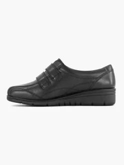 Medicus Zwarte Leren Comfort Sneaker Klittenband-Dames Sneakers
