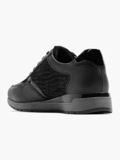 Medicus Zwarte Leren Comfort Veterschoen-Dames Comfort Schoenen