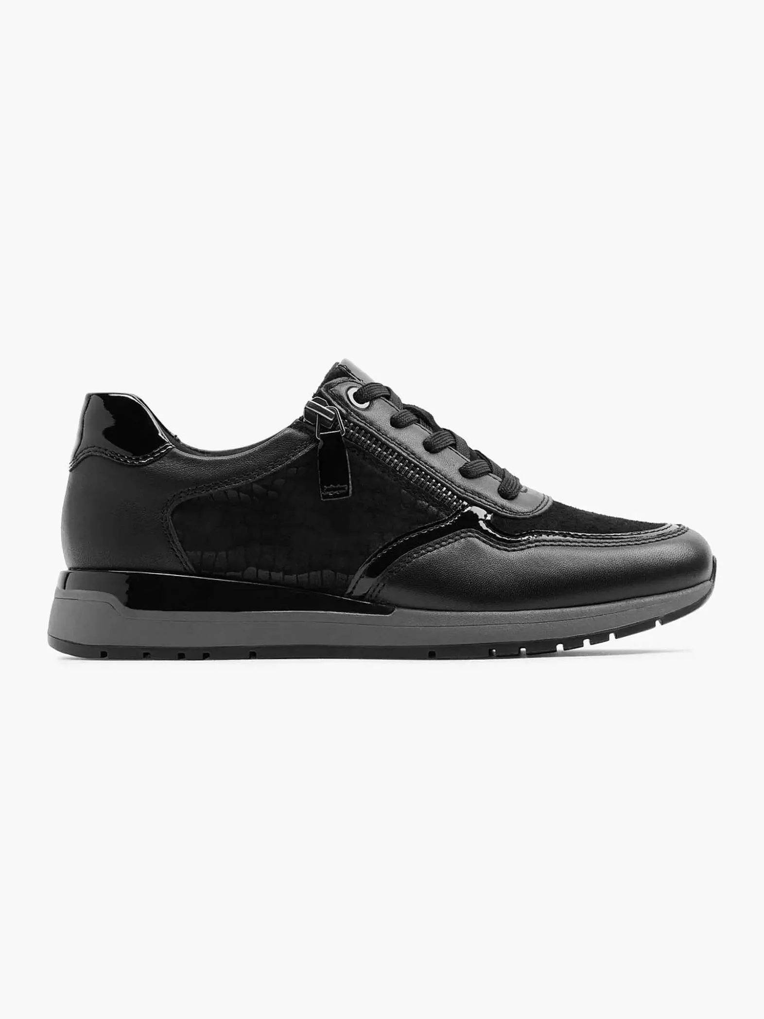 Medicus Zwarte Leren Comfort Veterschoen-Dames Comfort Schoenen