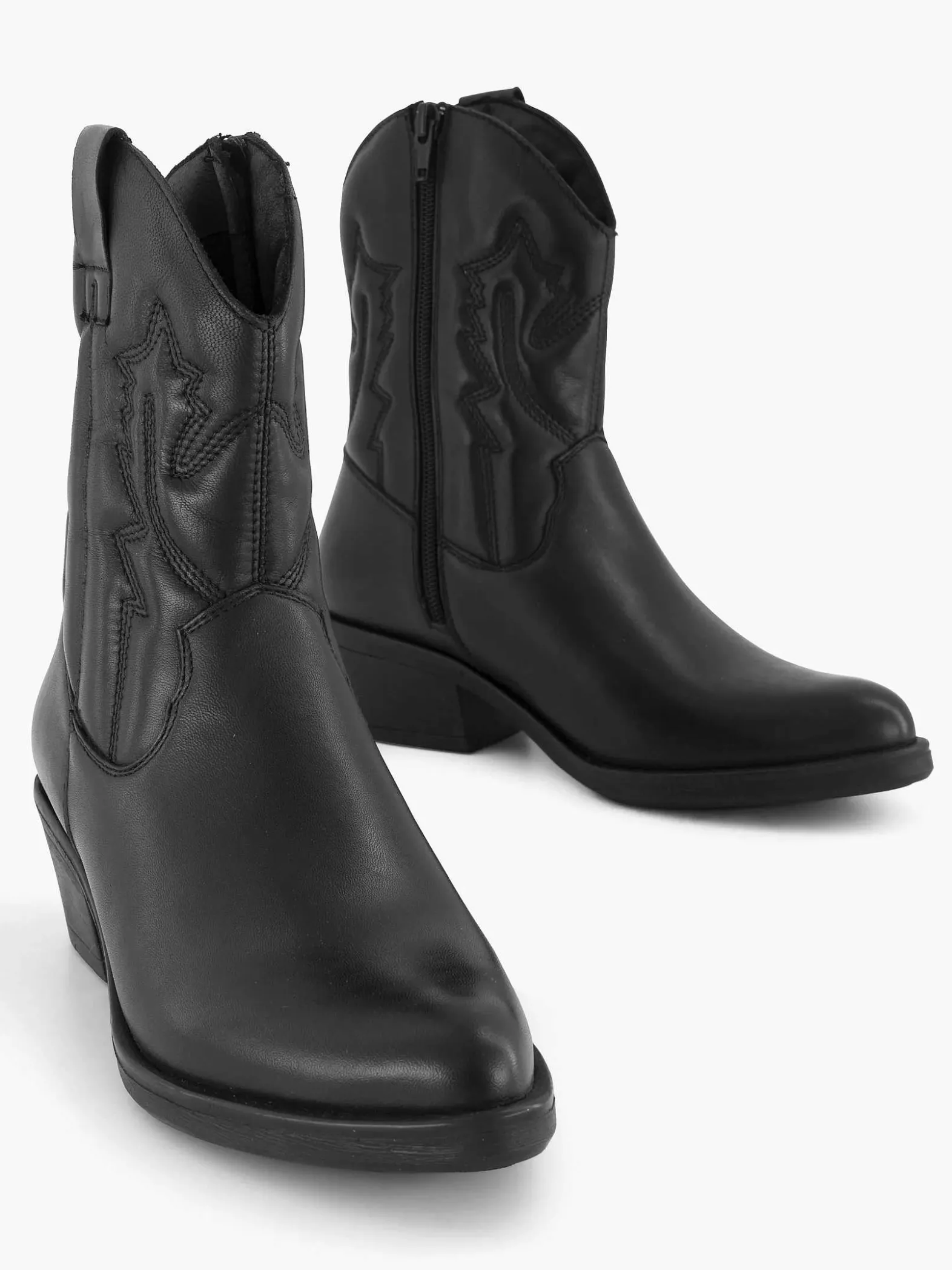 Oxmox Zwarte Leren Cowboy Laars-Dames Enkellaarzen & Boots