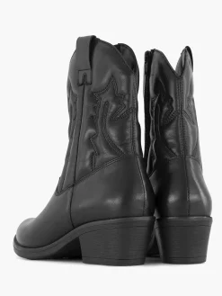 Oxmox Zwarte Leren Cowboy Laars-Dames Enkellaarzen & Boots