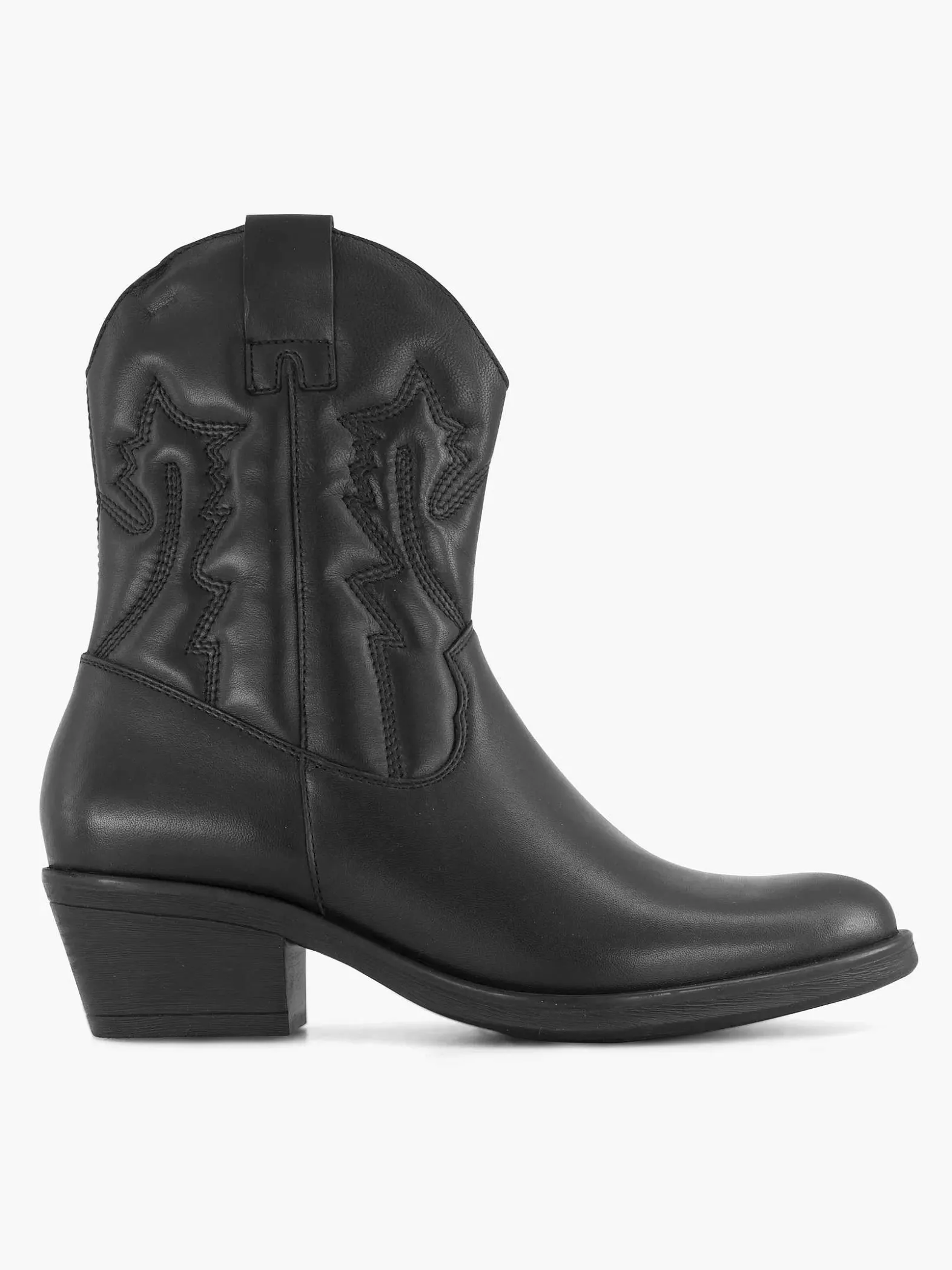 Oxmox Zwarte Leren Cowboy Laars-Dames Enkellaarzen & Boots