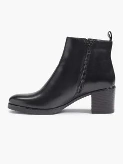 5th Avenue Zwarte Leren Enkellaars Hak-Dames Enkellaarzen & Boots