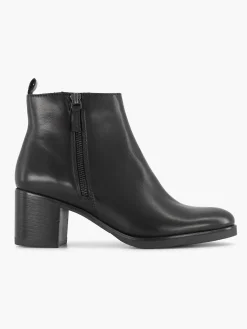 5th Avenue Zwarte Leren Enkellaars Hak-Dames Enkellaarzen & Boots