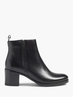 5th Avenue Zwarte Leren Enkellaars Hak-Dames Enkellaarzen & Boots