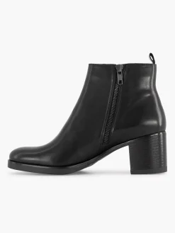 5th Avenue Zwarte Leren Enkellaars Hak-Dames Enkellaarzen & Boots