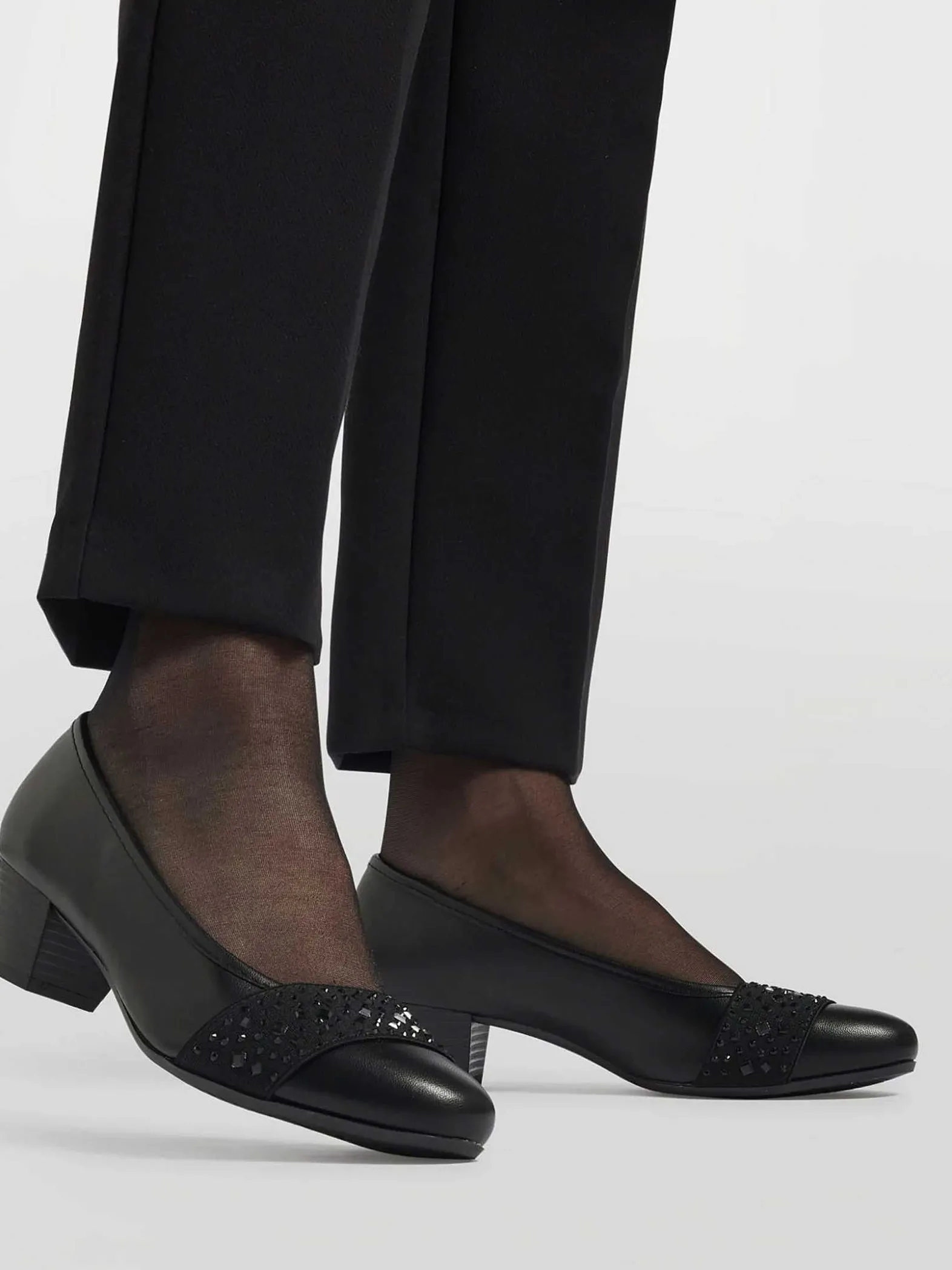 Easy Street Zwarte Leren Pump-Dames Comfort Schoenen