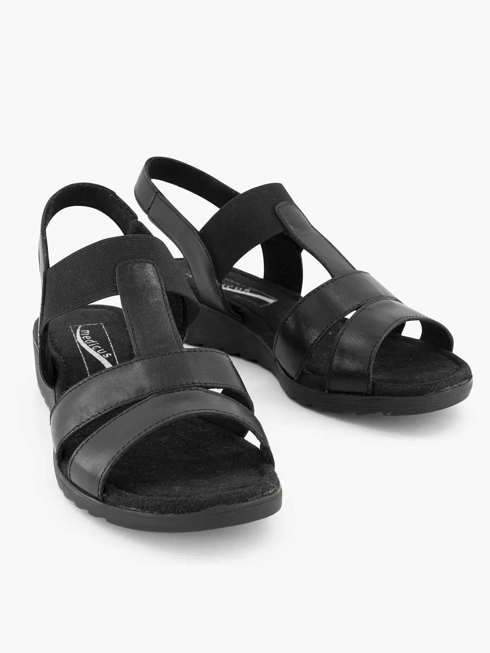 Medicus Zwarte Leren Sandaal-Dames Sandalen