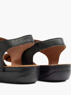Easy Street Zwarte Leren Sandaal-Dames Comfort Schoenen
