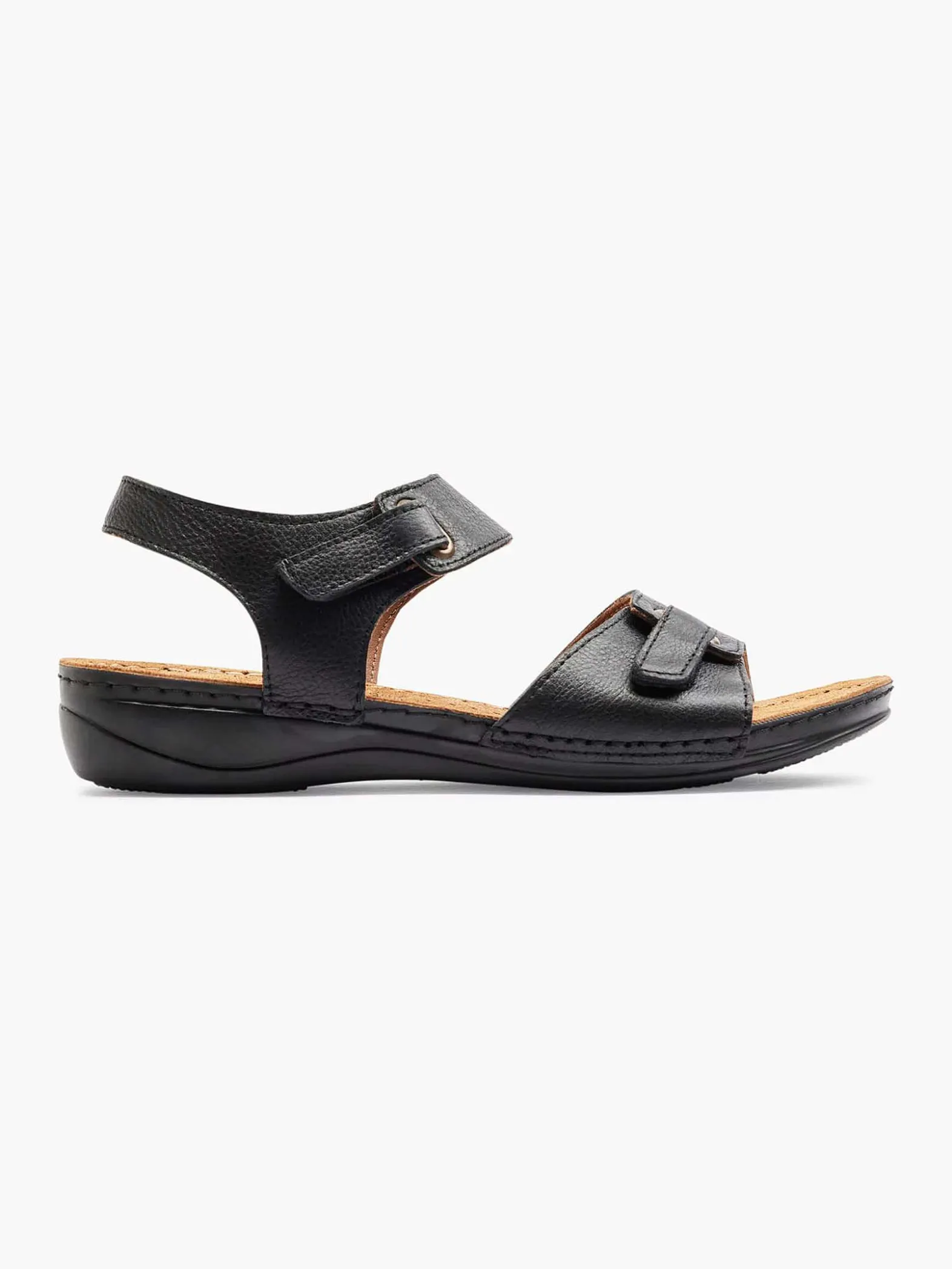 Easy Street Zwarte Leren Sandaal-Dames Comfort Schoenen