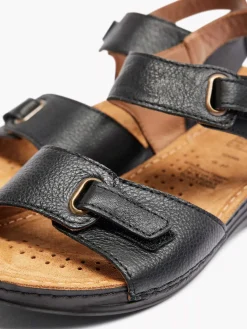 Easy Street Zwarte Leren Sandaal-Dames Comfort Schoenen