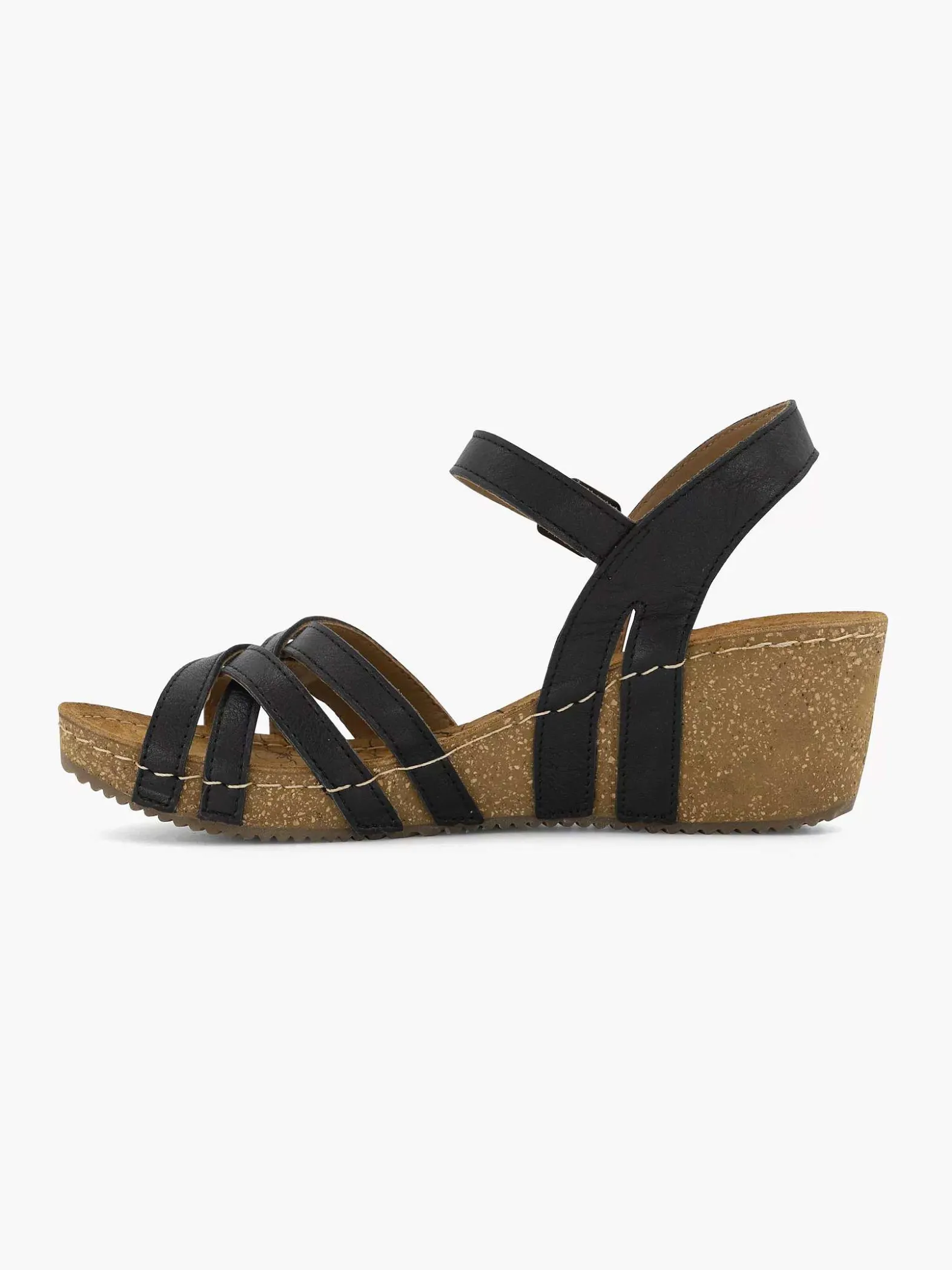 Easy Street Zwarte Leren Sandalen Sleehak-Dames Sandalen