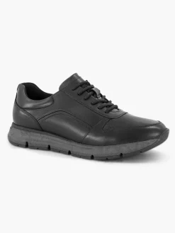 Gallus Zwarte Leren Sneaker-Heren Sneakers
