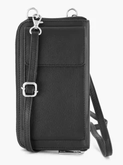 5th Avenue Zwarte Leren Telefoontas-Dames Online Exclusive Accessoires