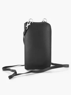 5th Avenue Zwarte Leren Telefoontas-Dames Online Exclusive Accessoires