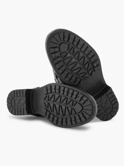 5th Avenue Zwarte Leren Veterboot-Dames Enkellaarzen & Boots