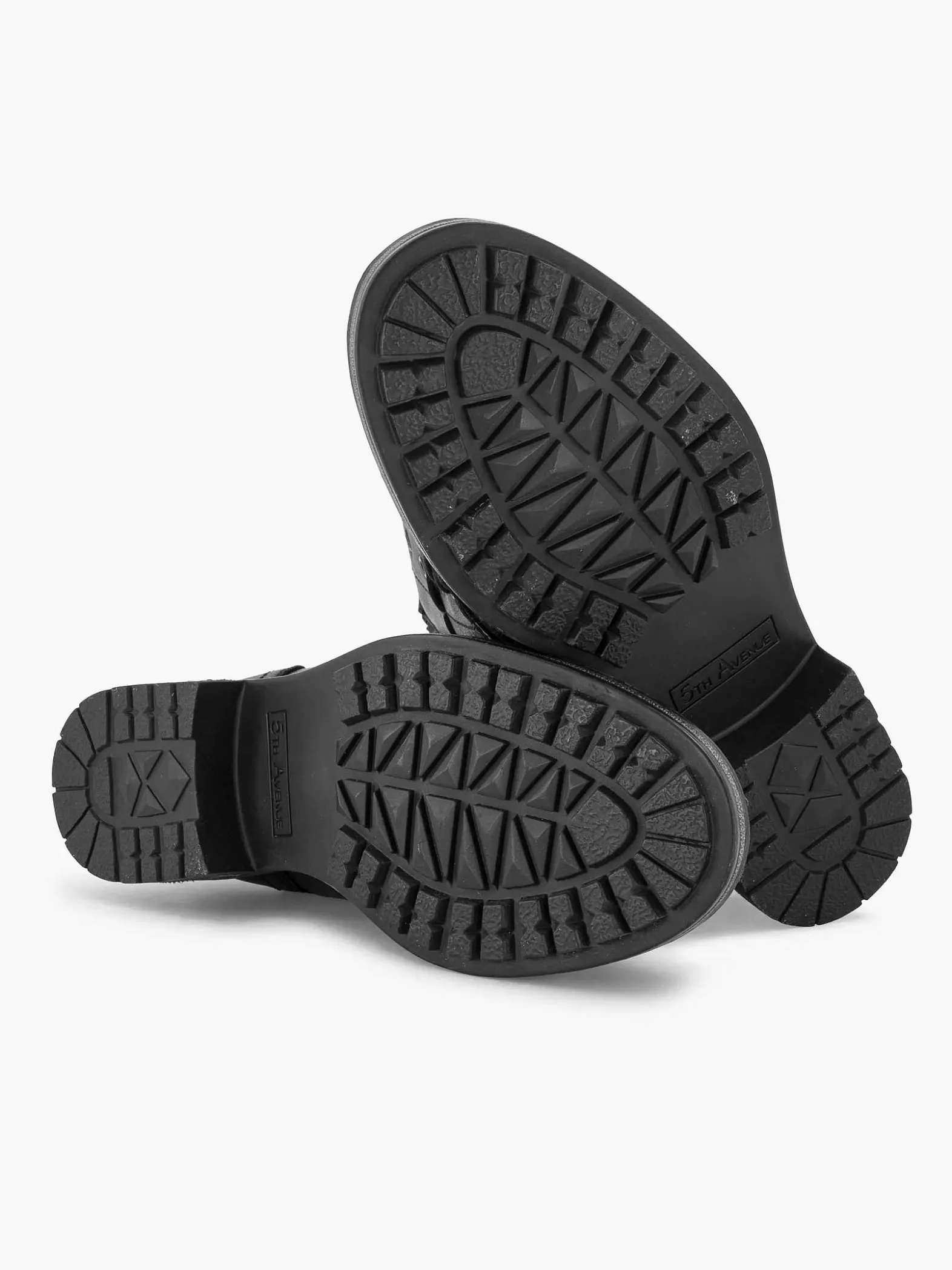 5th Avenue Zwarte Leren Veterboot-Dames Enkellaarzen & Boots