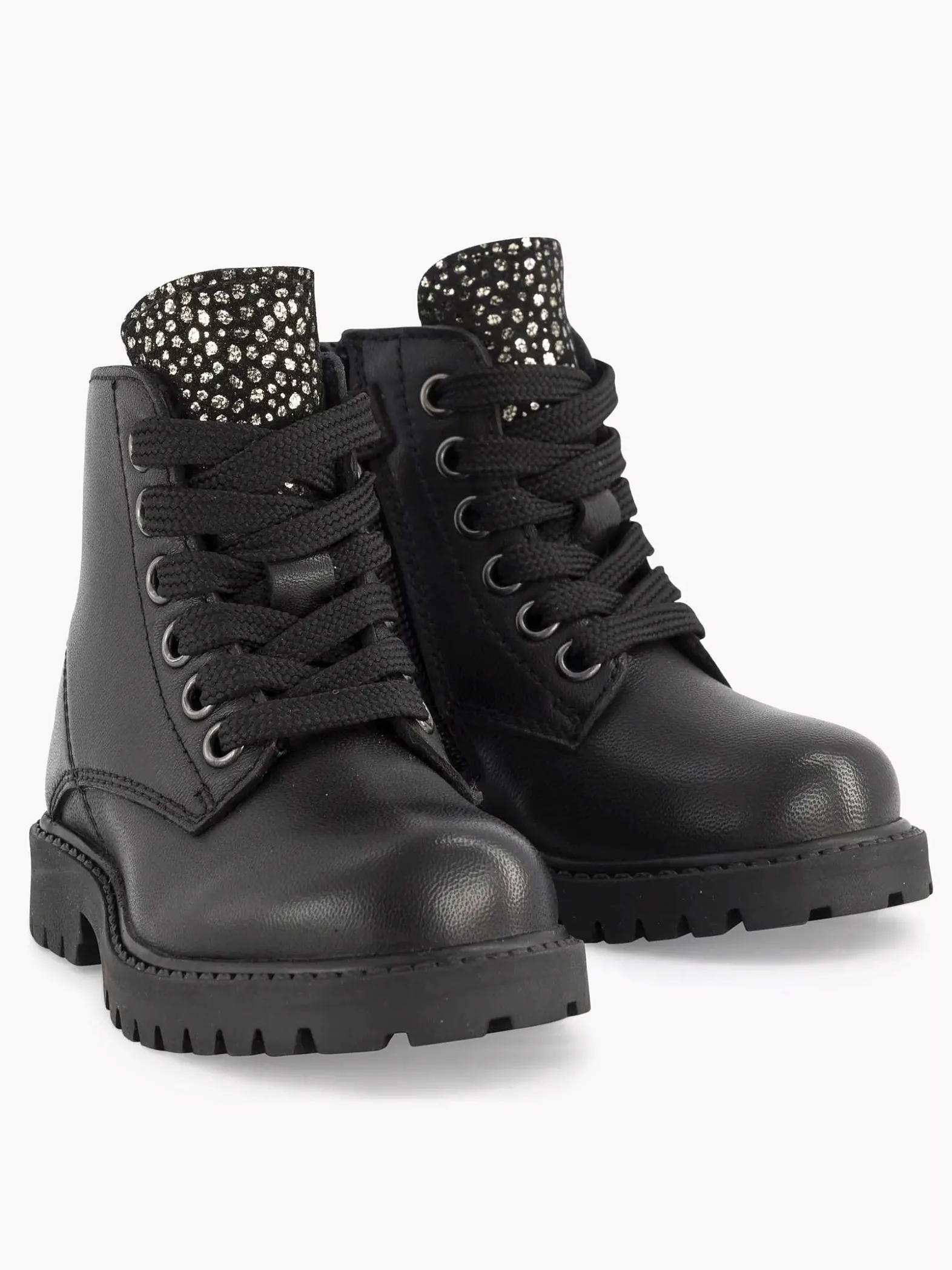 Limelight girl Zwarte Leren Veterboot-Kinderen Jongensschoenen