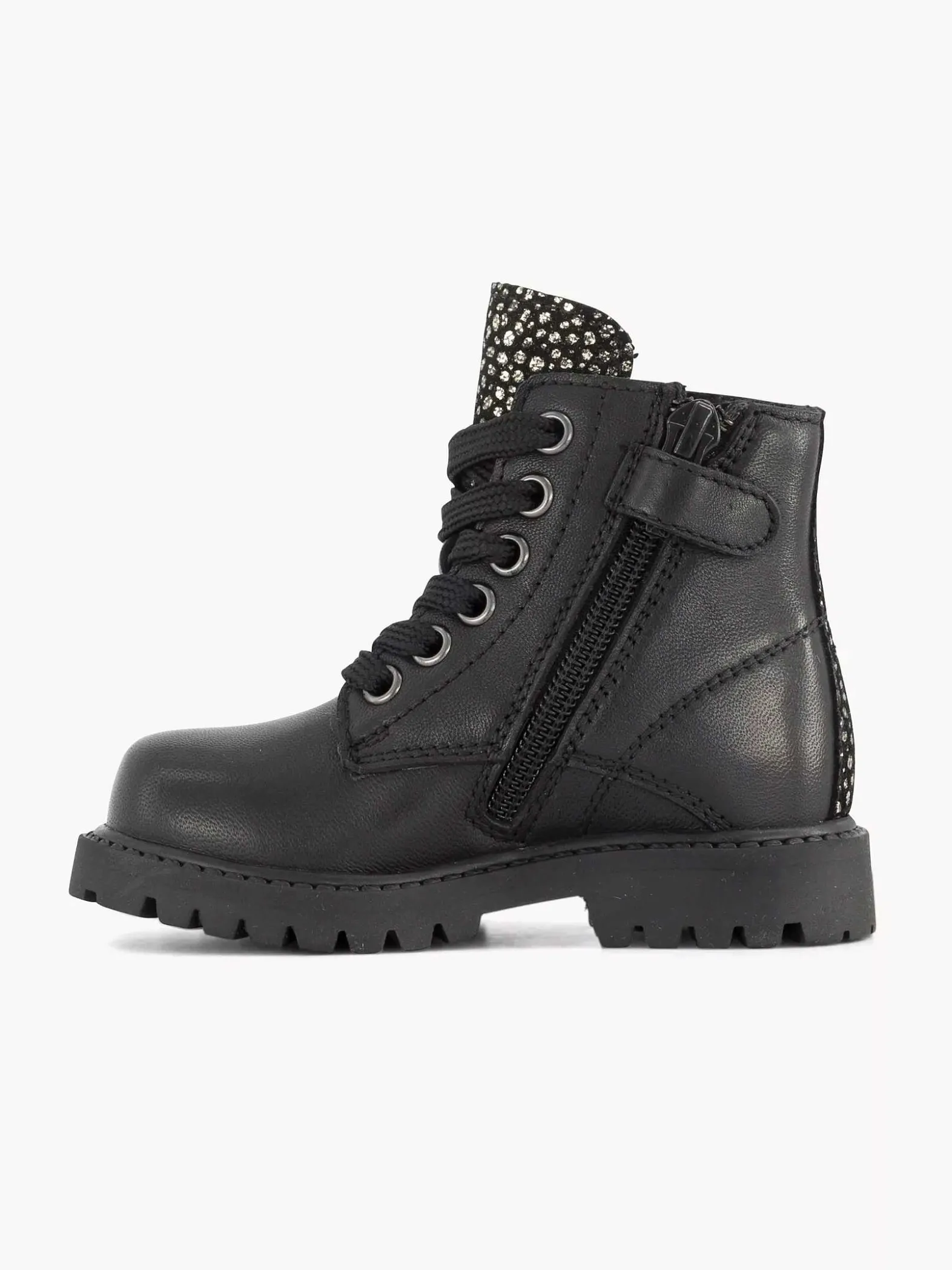 Limelight girl Zwarte Leren Veterboot-Kinderen Jongensschoenen