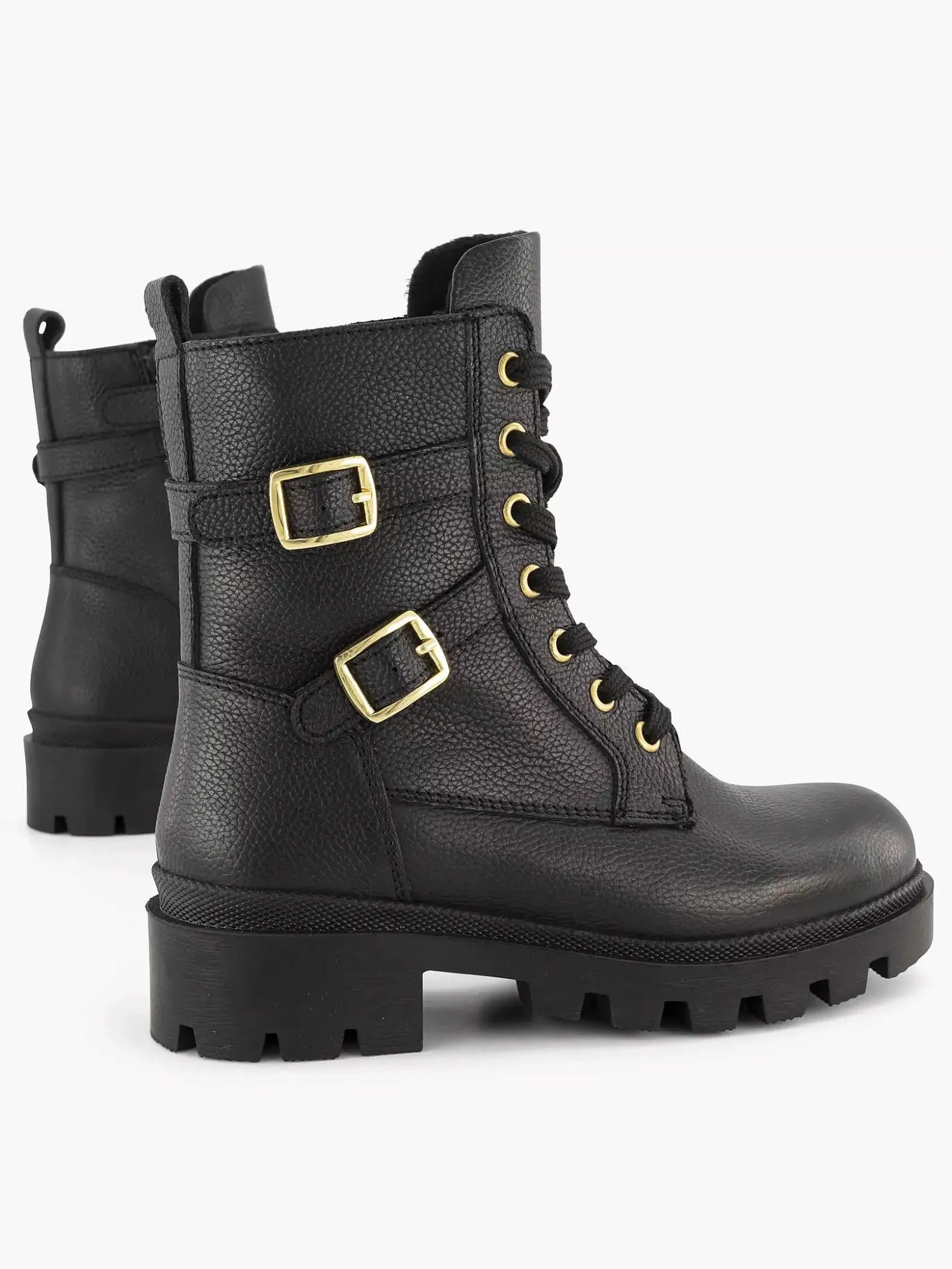Limelight girl Zwarte Leren Veterboot-Kinderen Jongensschoenen