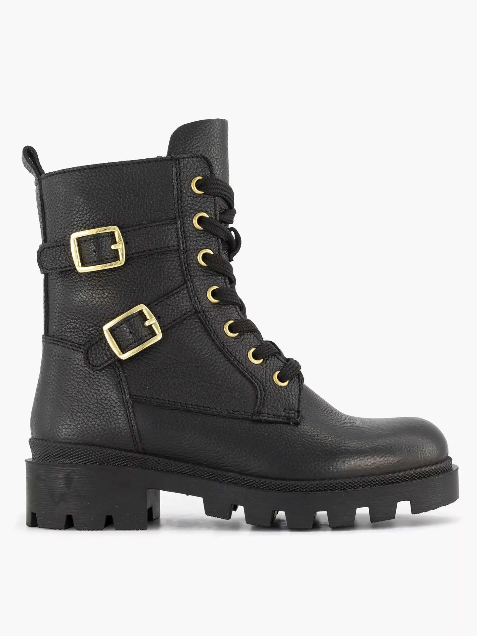 Limelight girl Zwarte Leren Veterboot-Kinderen Jongensschoenen