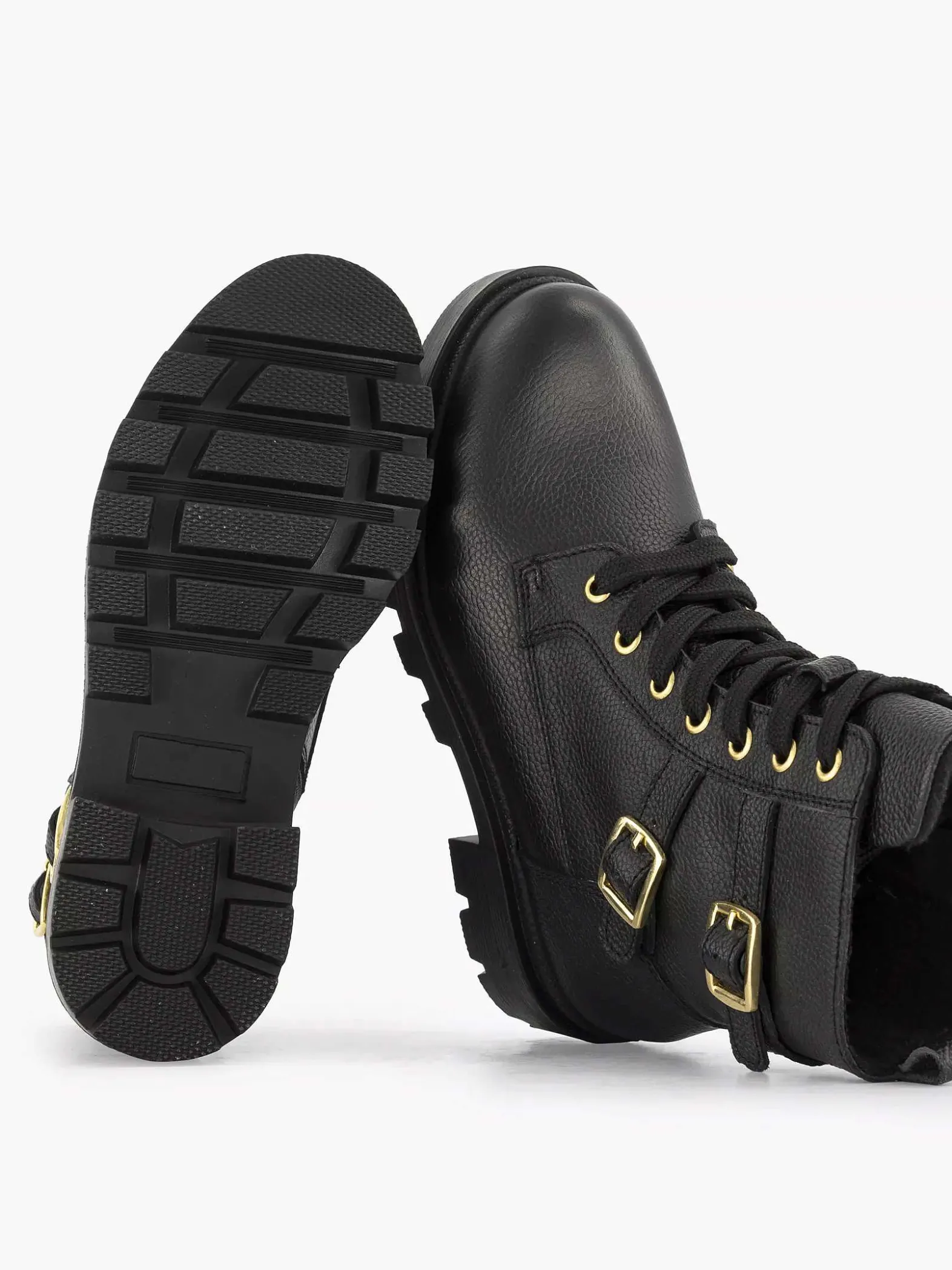 Limelight girl Zwarte Leren Veterboot-Kinderen Jongensschoenen