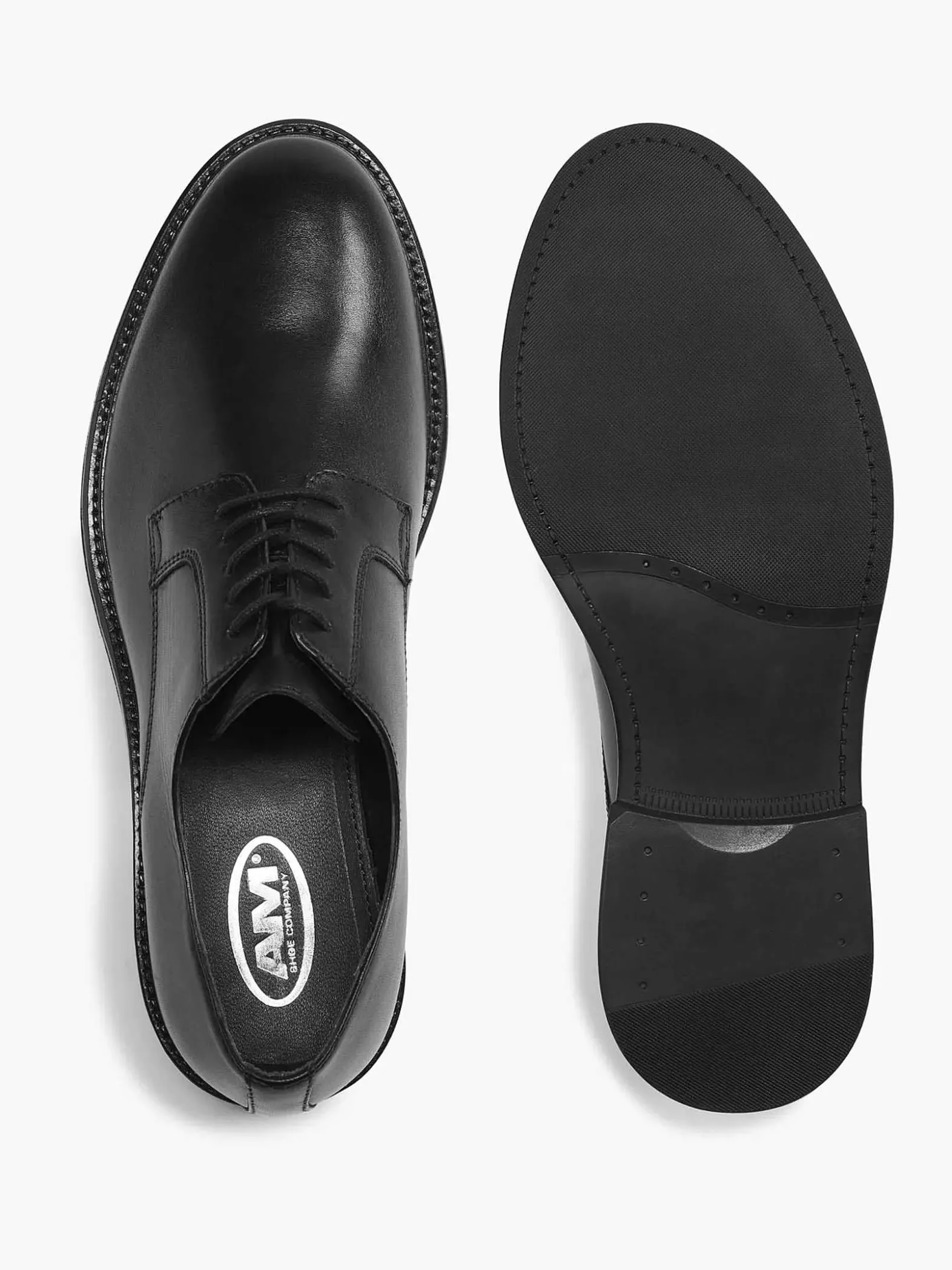 AM SHOE Zwarte Leren Veterschoen-Heren Geklede Schoenen