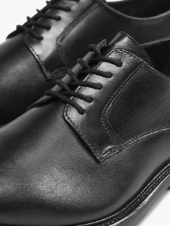 AM SHOE Zwarte Leren Veterschoen-Heren Geklede Schoenen