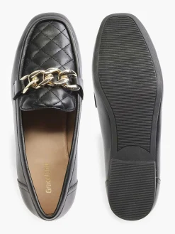 Graceland Zwarte Loafer Ketting-Dames Instappers