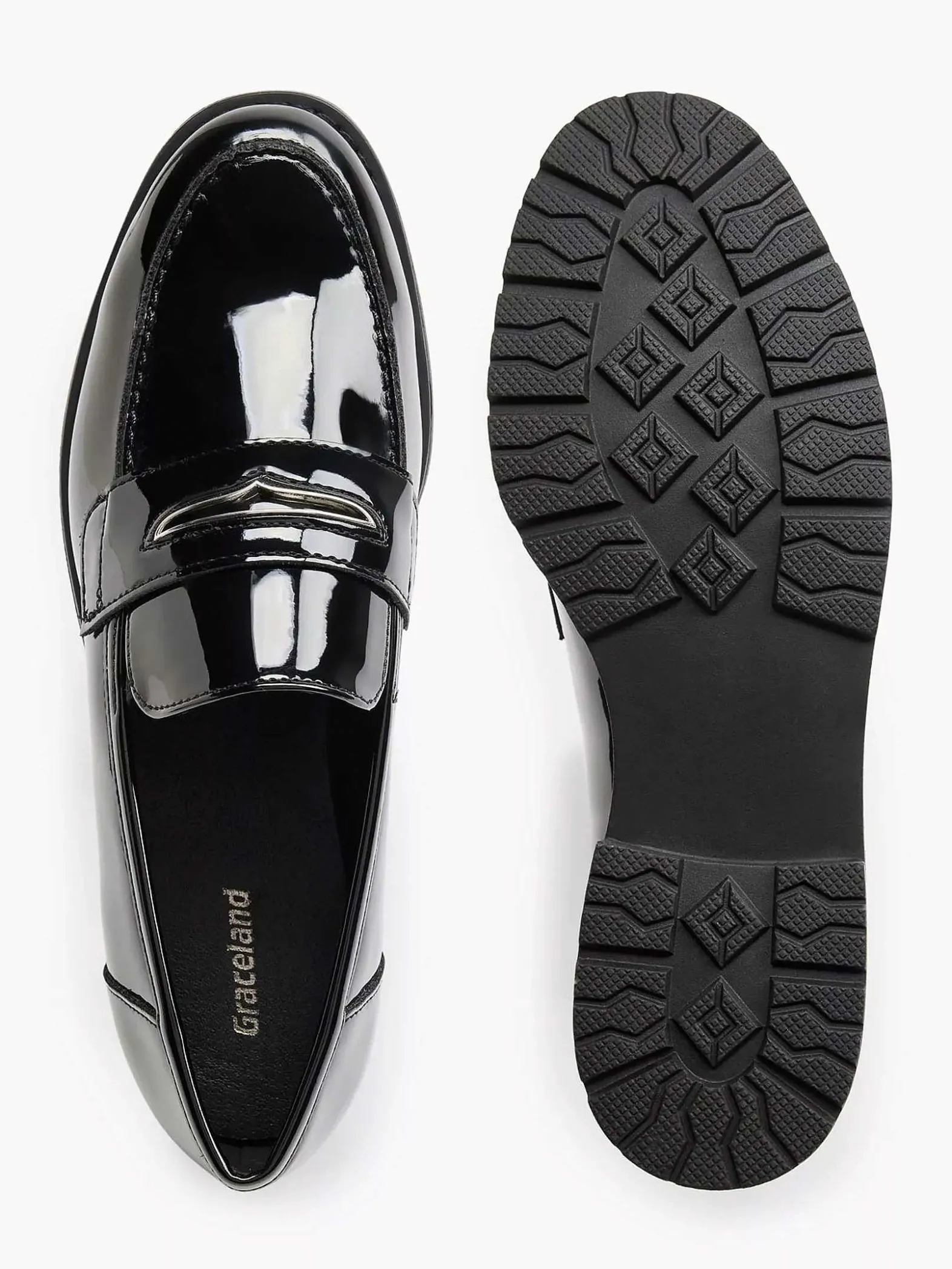 Graceland Zwarte Loafer Lak-Dames Instappers