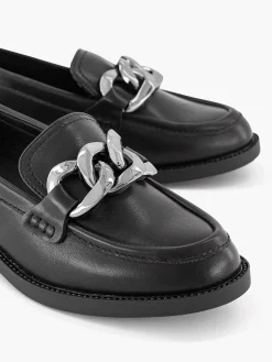 Graceland Zwarte Loafer Sierketting-Dames Instappers