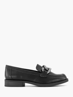 Graceland Zwarte Loafer Sierketting-Dames Instappers