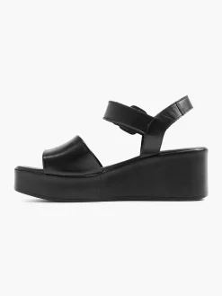 5th Avenue Zwarte Platform Leren Sandaal-Dames Sandalen