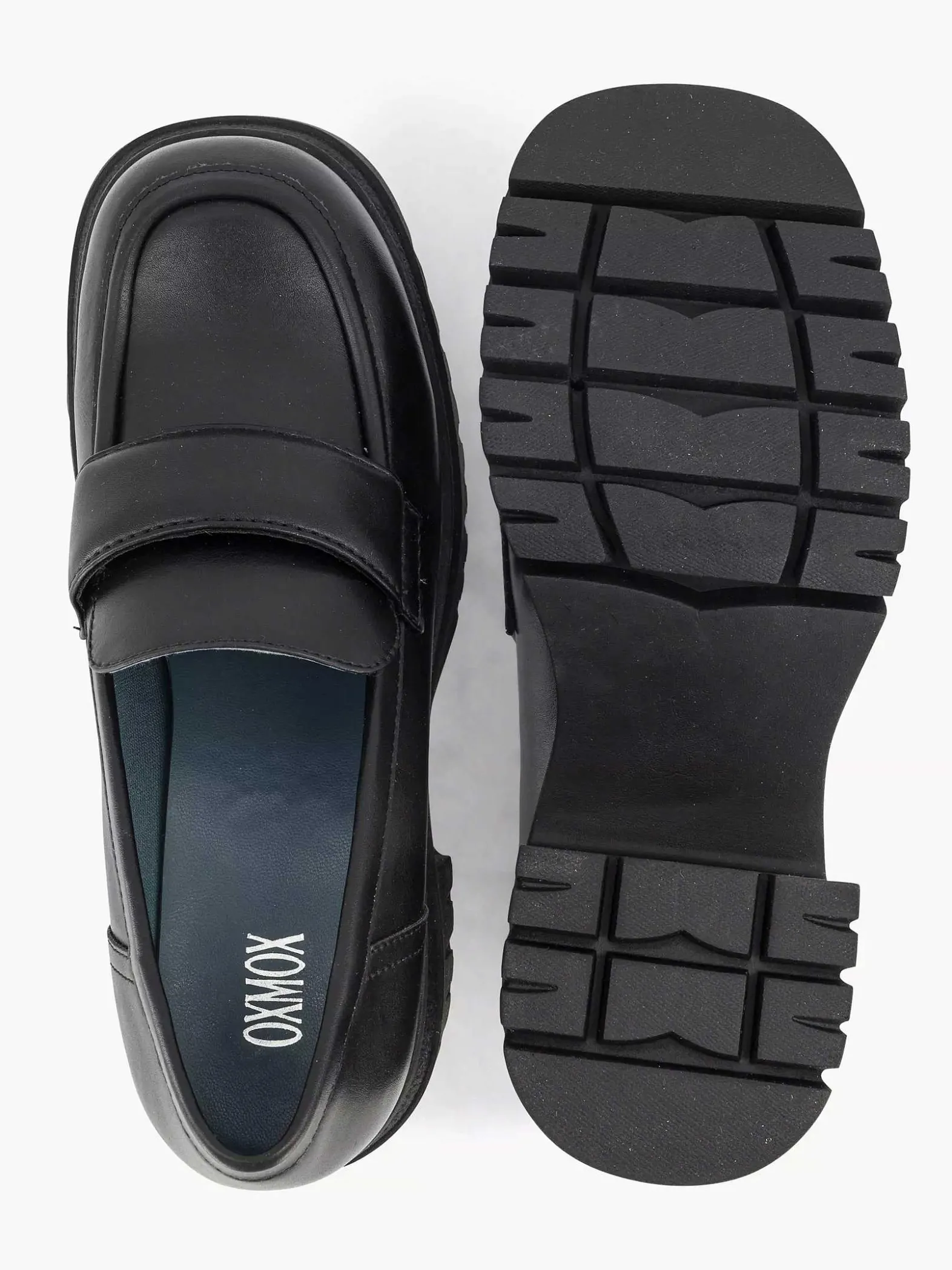 Oxmox Zwarte Platform Loafer-Dames Pumps