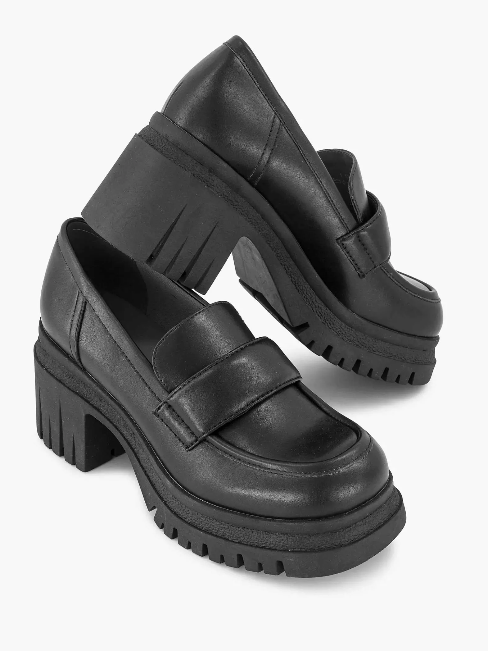 Oxmox Zwarte Platform Loafer-Dames Pumps