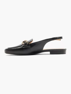 Graceland Zwarte Platte Slingback Sierketting-Dames Instappers