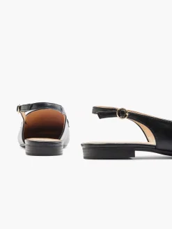Graceland Zwarte Platte Slingback Sierketting-Dames Instappers