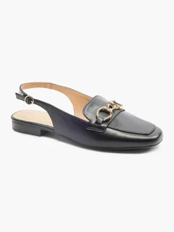 Graceland Zwarte Platte Slingback Sierketting-Dames Instappers