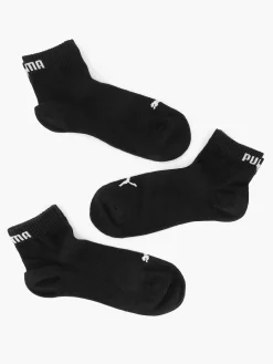 Puma Zwarte Quarter Plain 3 Pak 35-38-Dames Sokken