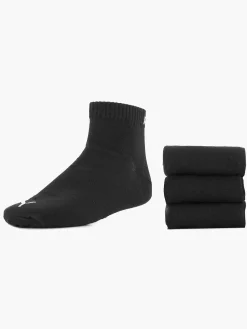 Puma Zwarte Quarter Plain 3 Pak 43-46-Heren Sokken