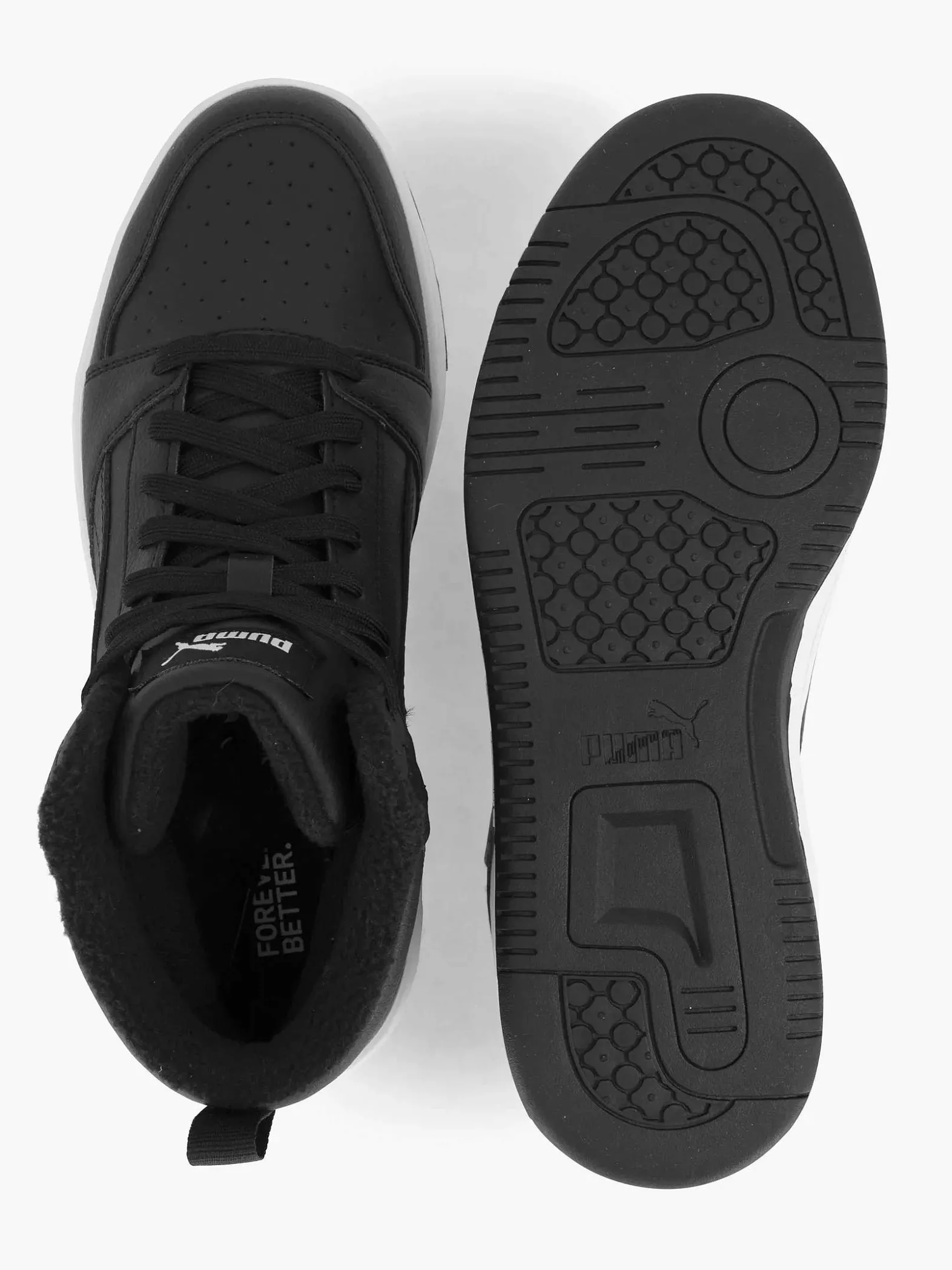 Puma Zwarte Rebound V6 Mid Wtr Jr-Kinderen Jongensschoenen