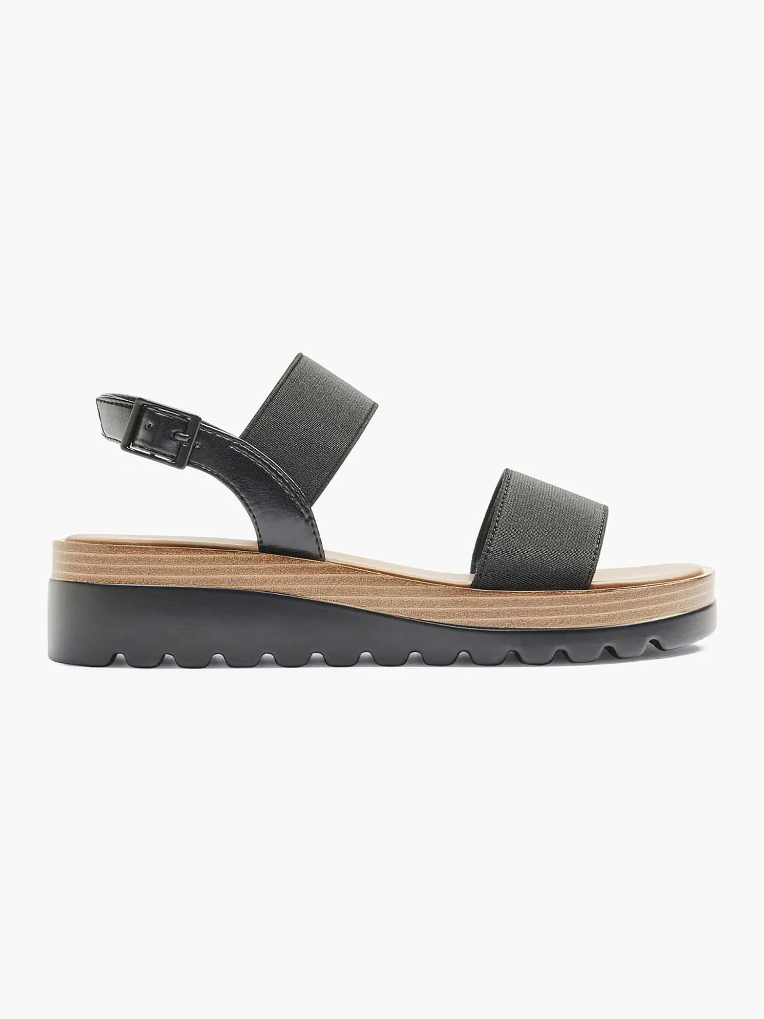 Graceland Zwarte Sandaal Elastisch-Dames Sandalen