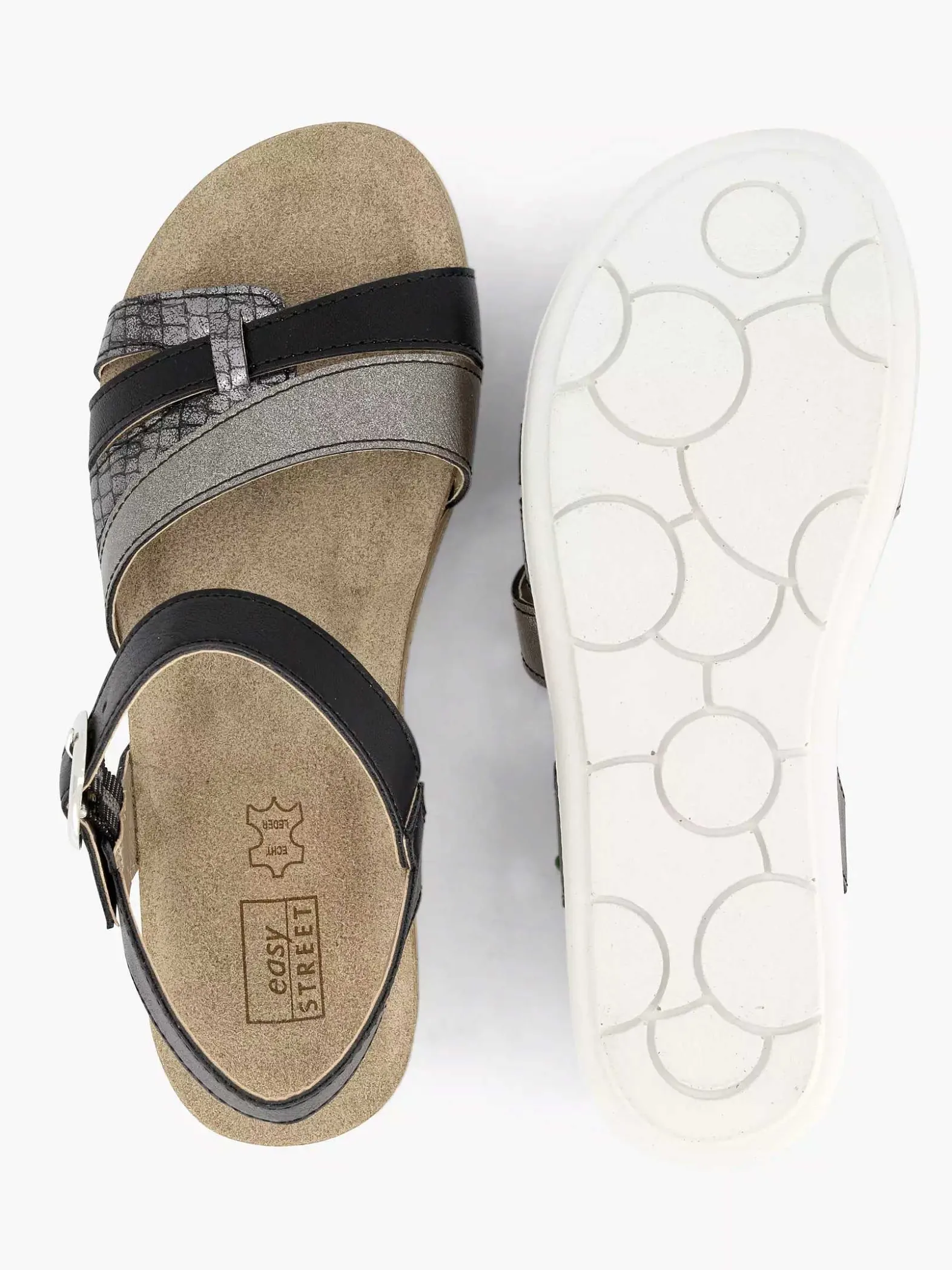 Easy Street Zwarte Sandaal Gespsluiting-Dames Sandalen
