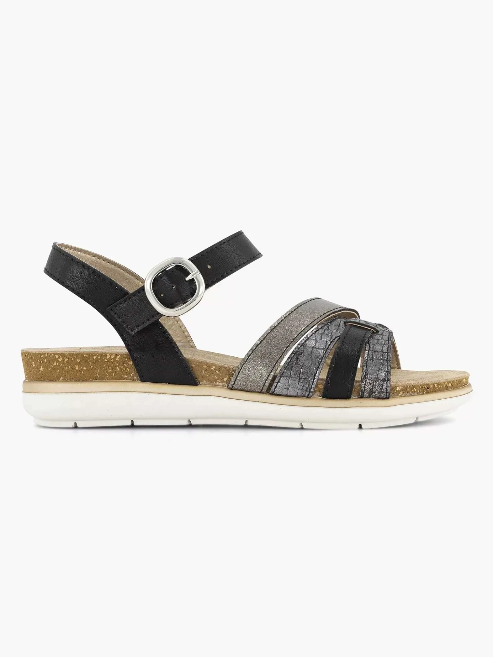 Easy Street Zwarte Sandaal Gespsluiting-Dames Sandalen