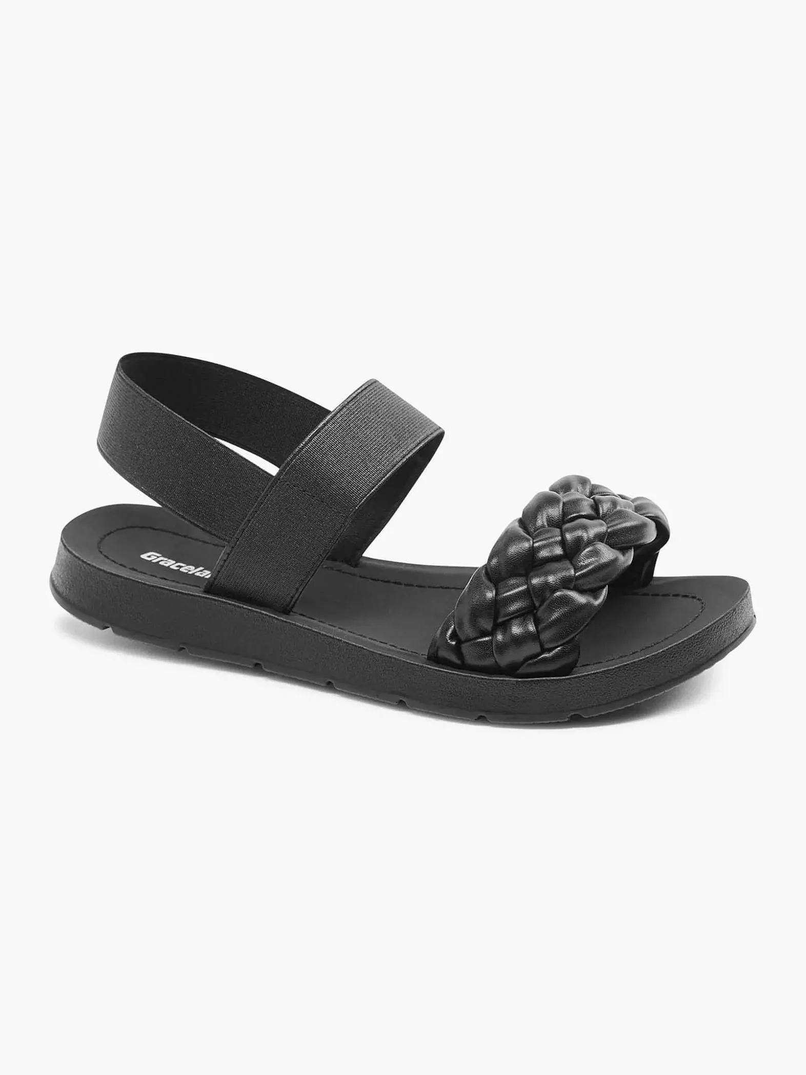 Graceland Zwarte Sandaal Gevlochten-Dames Sandalen