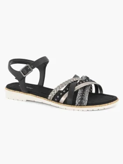 Graceland Zwarte Sandaal Gevlochten-Dames Sandalen