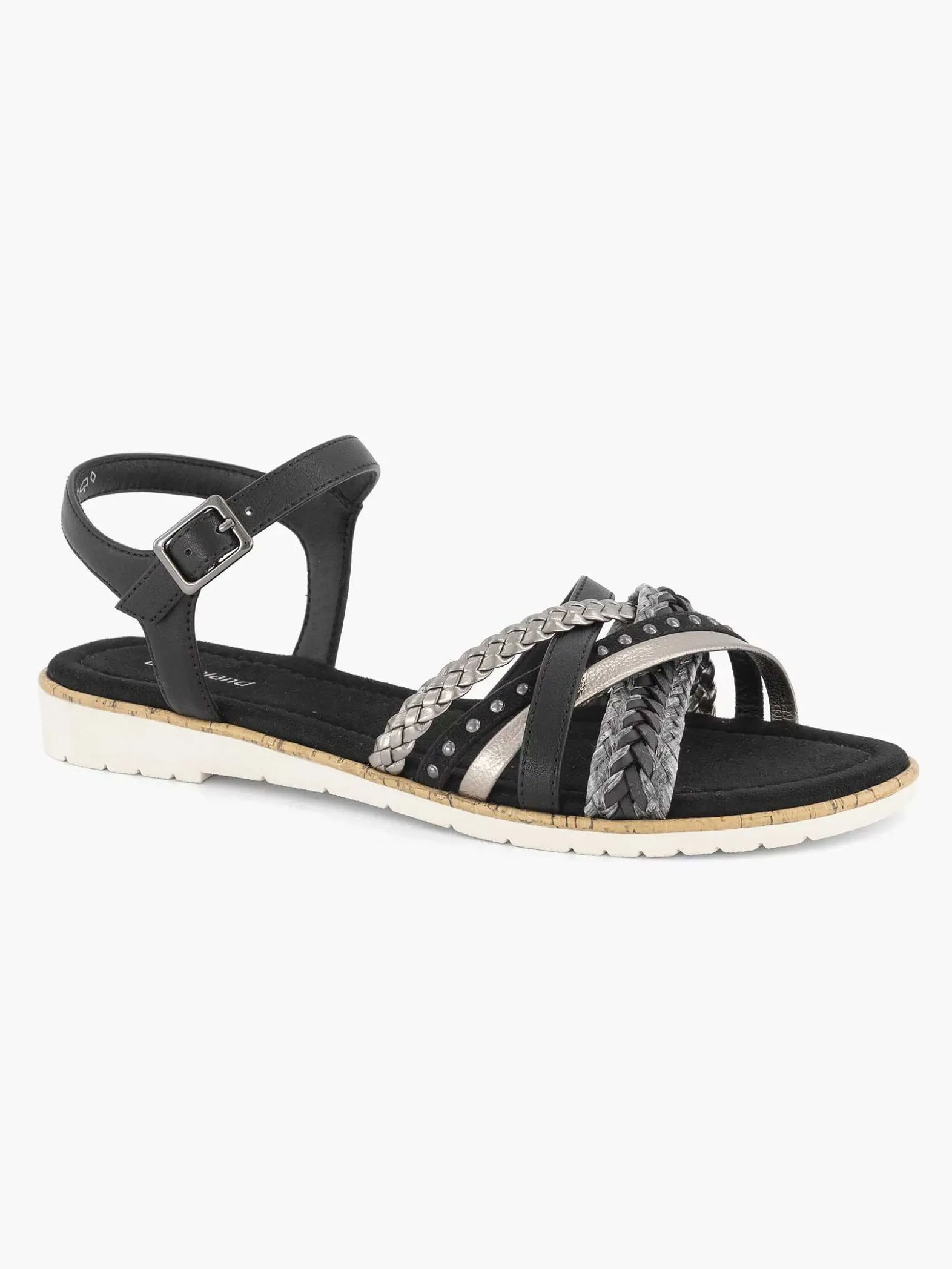 Graceland Zwarte Sandaal Gevlochten-Dames Sandalen